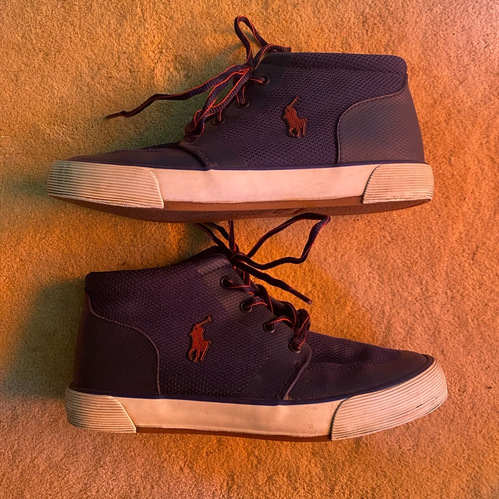 Youth Polo Navy High Top Sneaker 5 1/2